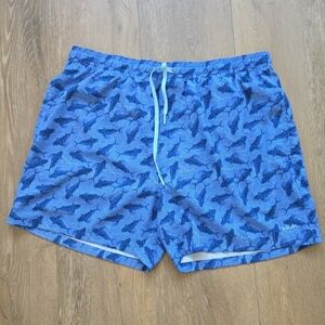 Huk Shorts Mens Blue Camo Shark Swim Trunks Print Lined XXL
